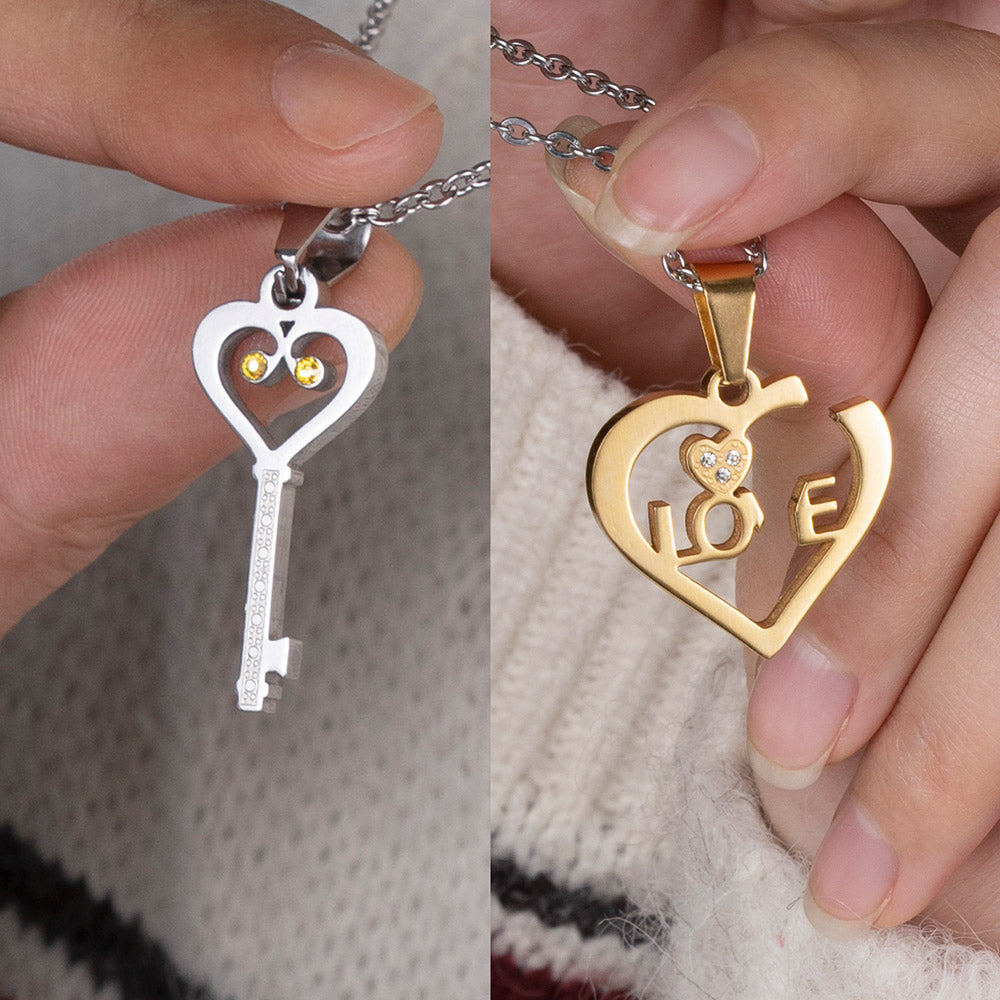 Collane personalizzate con cuore e chiave Collane di coppia 