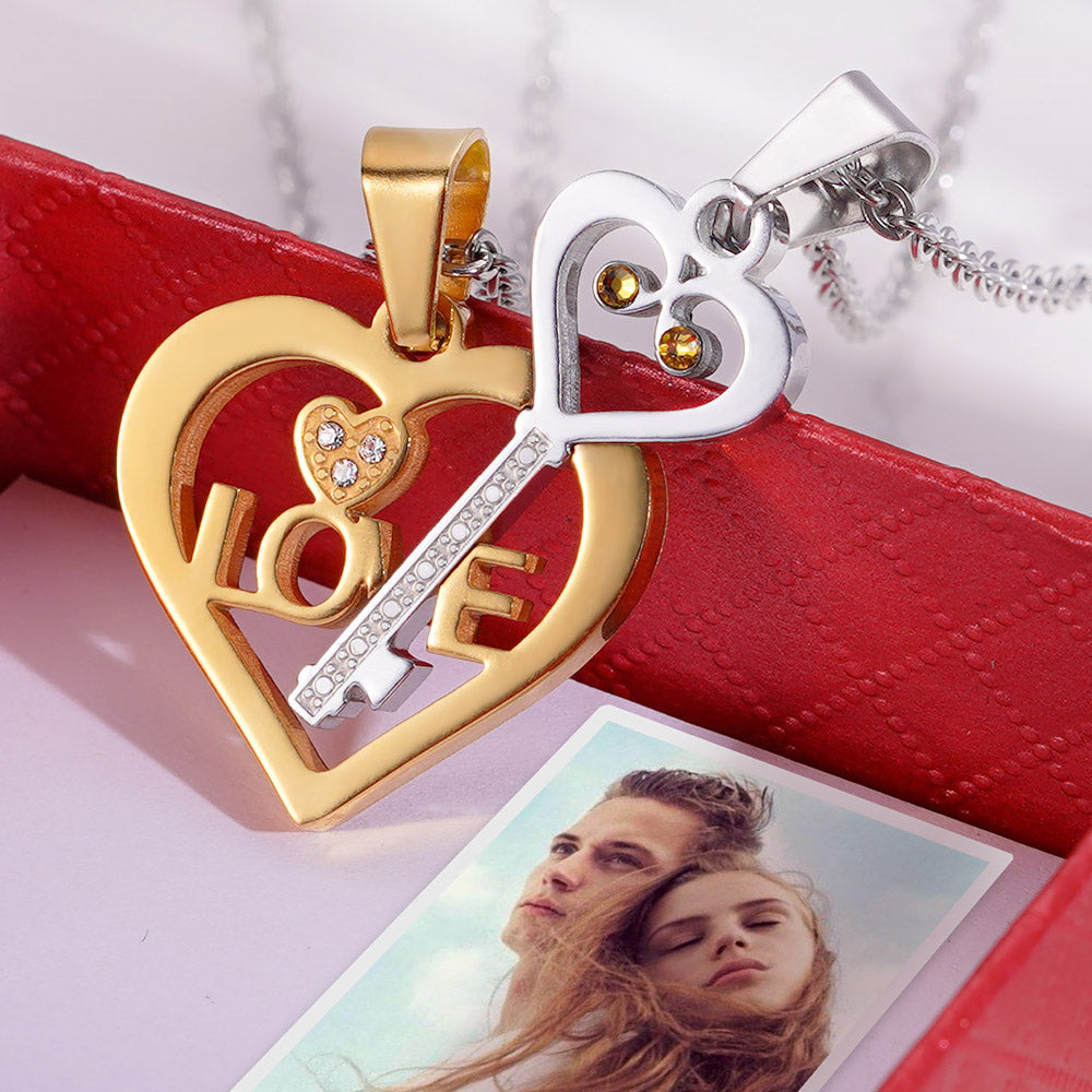 Collane personalizzate con cuore e chiave Collane di coppia 