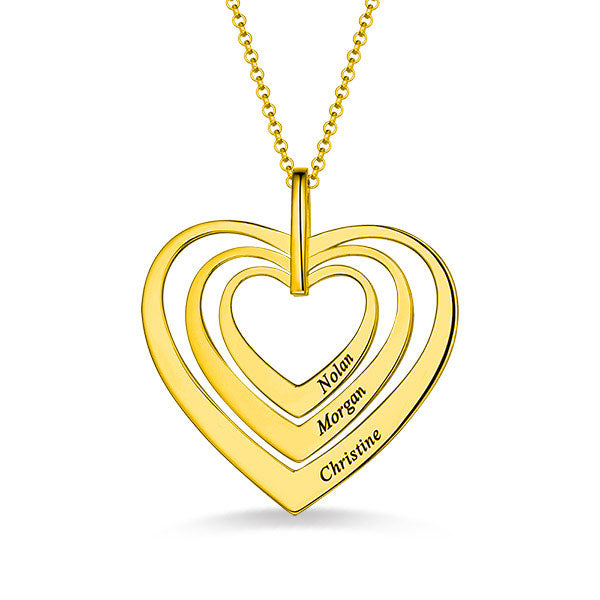 Collana con cuore di famiglia inciso in argento sterling 