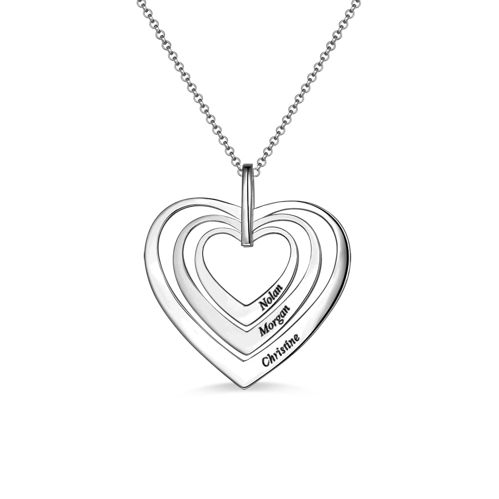 Collana con cuore di famiglia inciso in argento sterling 