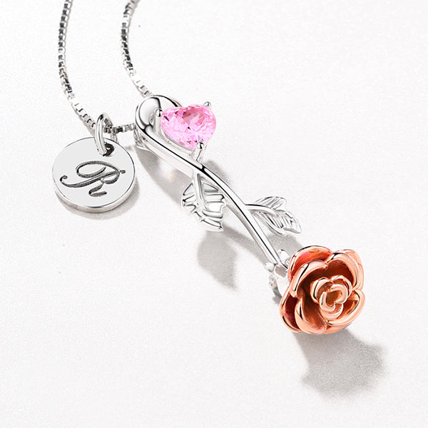 Collana con pietra portafortuna a forma di cuore rosa, carta regalo e cofanetto