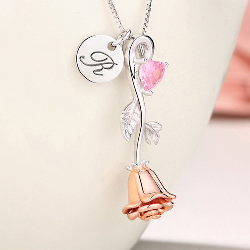 Collana con pietra portafortuna a forma di cuore rosa, carta regalo e cofanetto