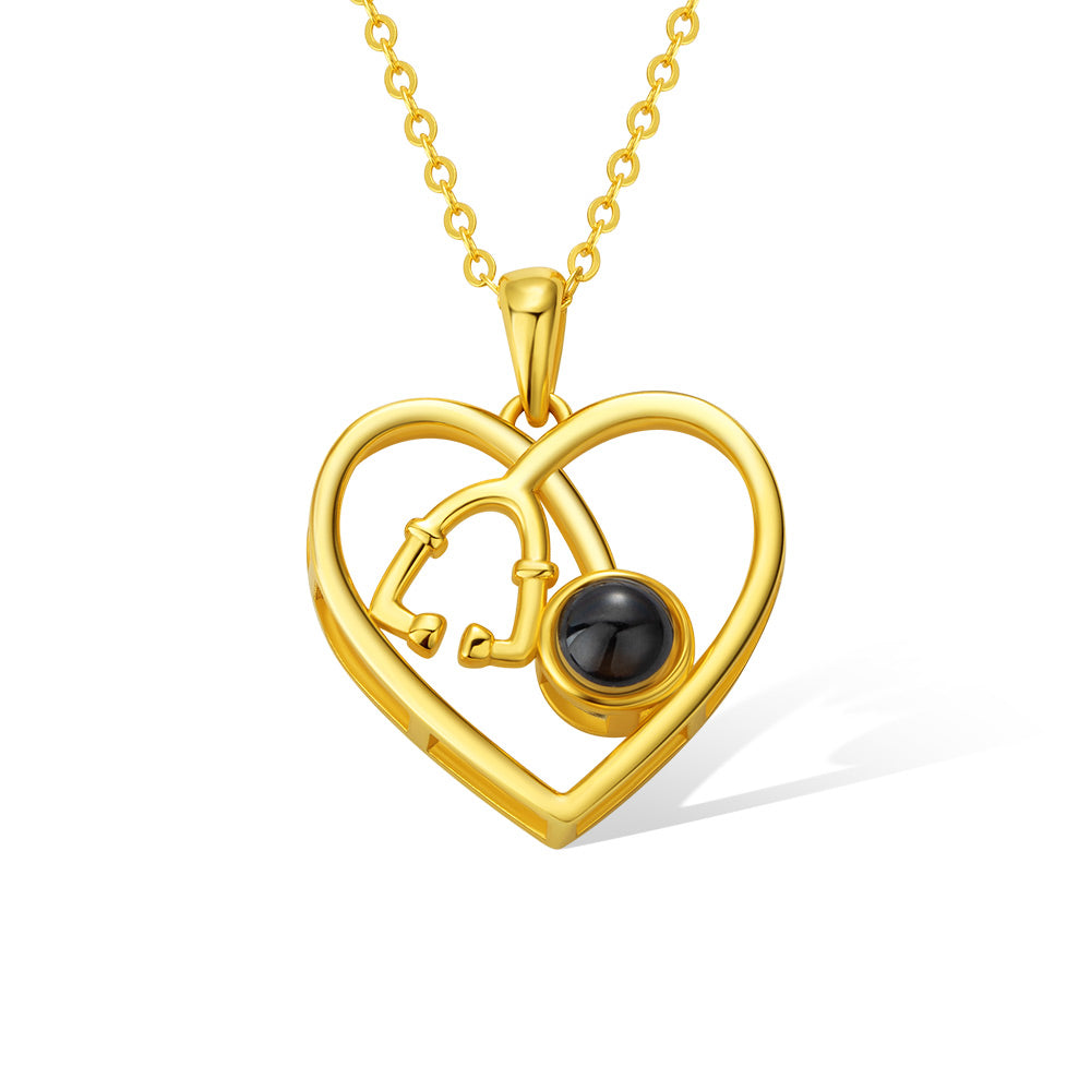 Collana con proiezione stetoscopio a cuore personalizzata 