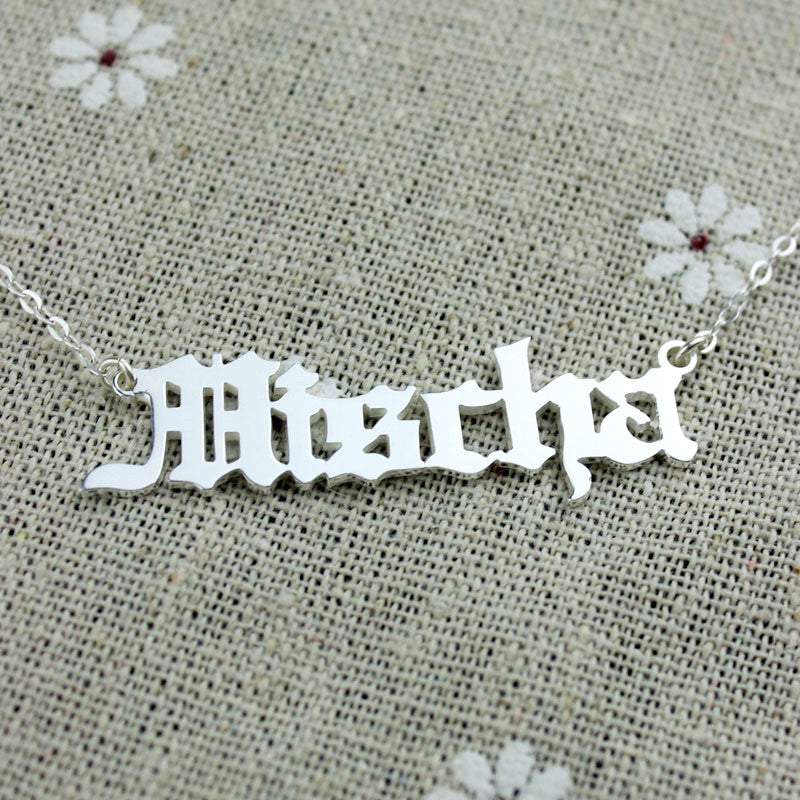 Old English Name Necklace Sterling Silver