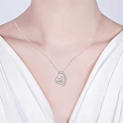 Collana con pietra portafortuna in argento sterling con amore nel tuo cuore 