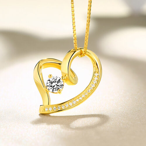 Collana con pietra portafortuna in argento sterling con amore nel tuo cuore 