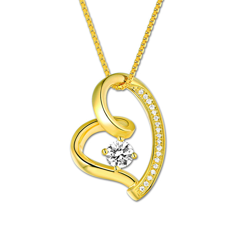 Collana con pietra portafortuna in argento sterling con amore nel tuo cuore 