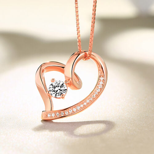 Collana con pietra portafortuna in argento sterling con amore nel tuo cuore 