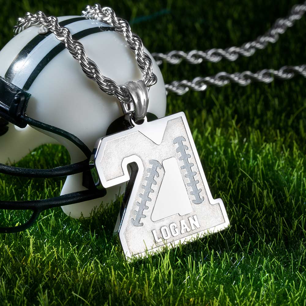 Personalized Football Sports Number Necklace with Name