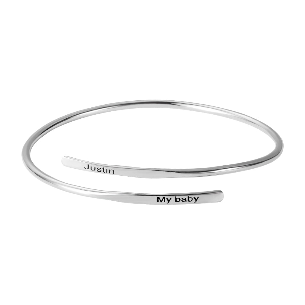 Engraved Adjustable Name Bracelet in Silver