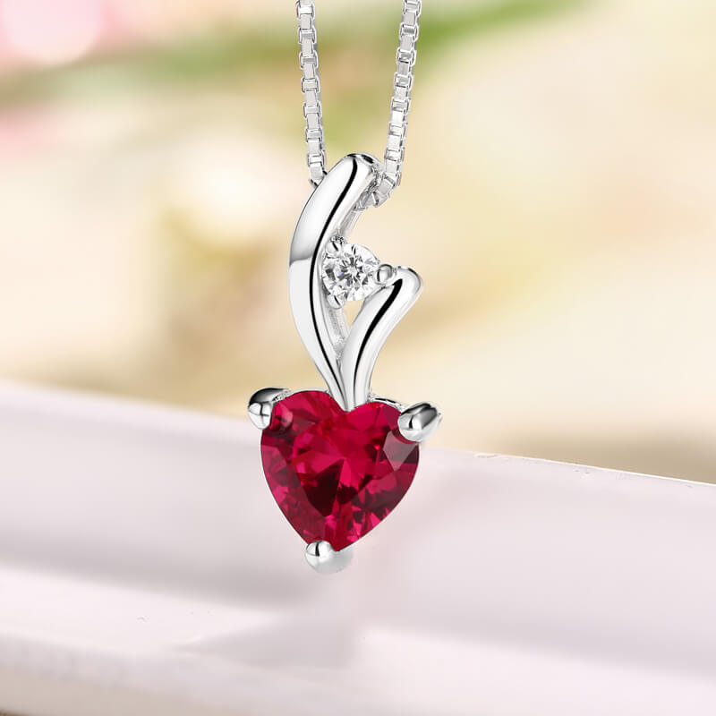 Heart Birthstone Pendant Necklace Gift Card & Box Set