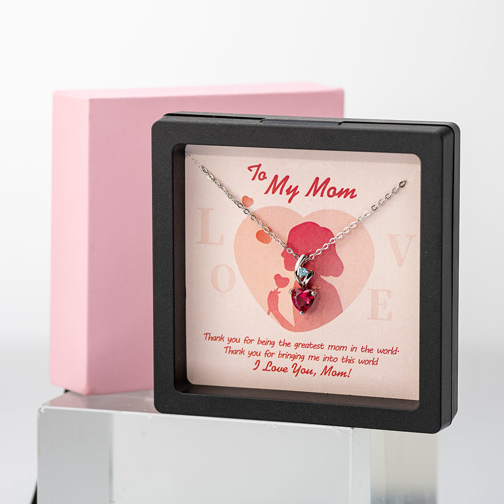 Heart Birthstone Pendant Necklace Gift Card & Box Set