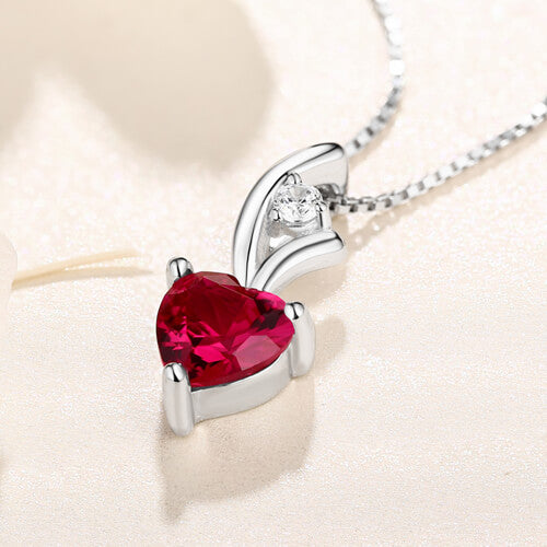 Heart Birthstone Pendant Necklace Gift Card & Box Set