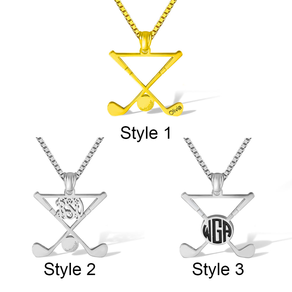 Personalized Golf Necklace Golf Stick Sports Jewelry