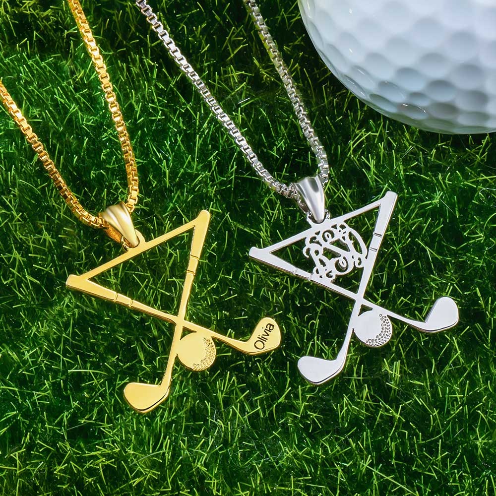 Personalized Golf Necklace Golf Stick Sports Jewelry