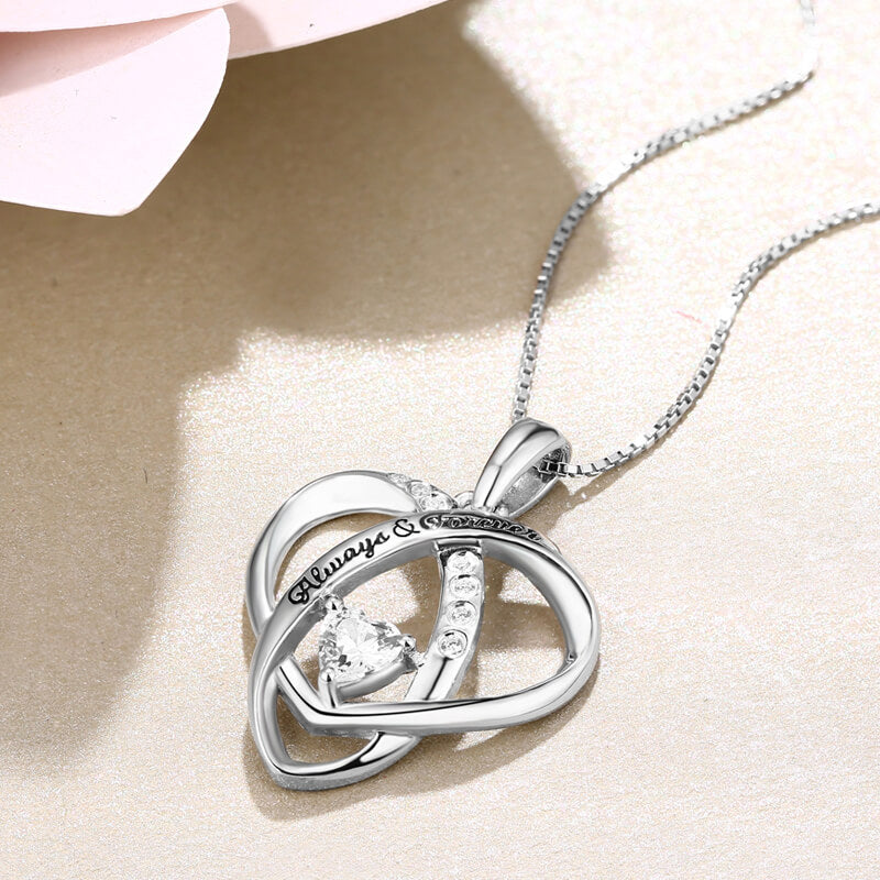 "Always &amp; Forever" Collana a forma di cuore Gift Card &amp; Box Set 