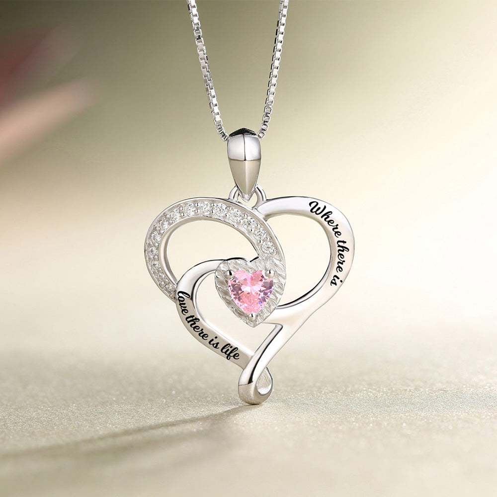 Personalized Heart Necklace with Birthstone