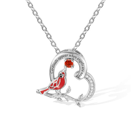 Collana con ciondolo a forma di cuore cardinale personalizzato in argento sterling 925 