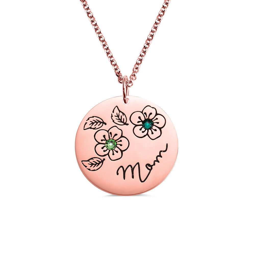 Collana con fiore con pietra portafortuna personalizzata, regalo per la mamma - Argento Sterling 925 