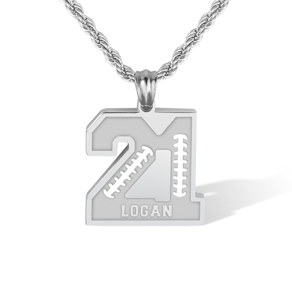 Personalized Football Sports Number Necklace with Name