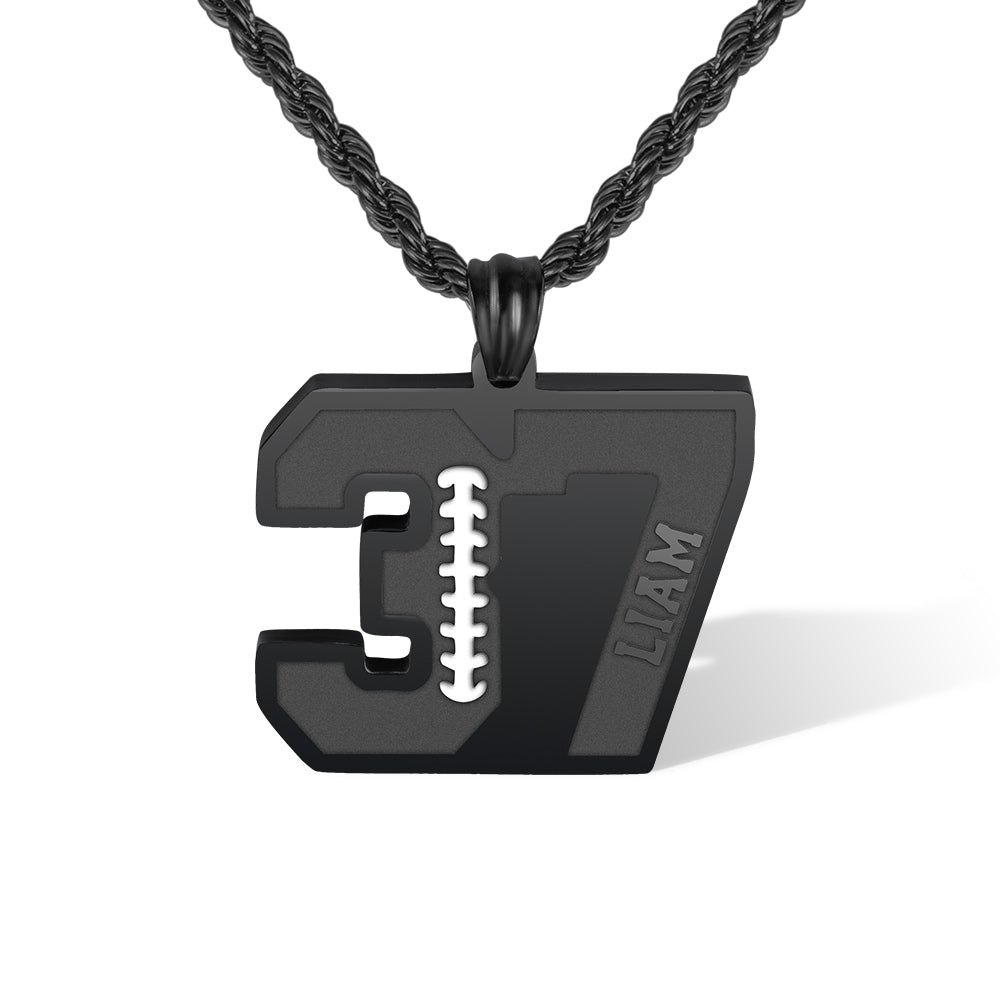 Personalized Football Sports Number Necklace with Name