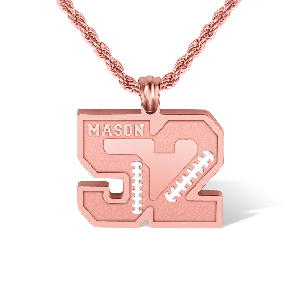 Personalized Football Sports Number Necklace with Name