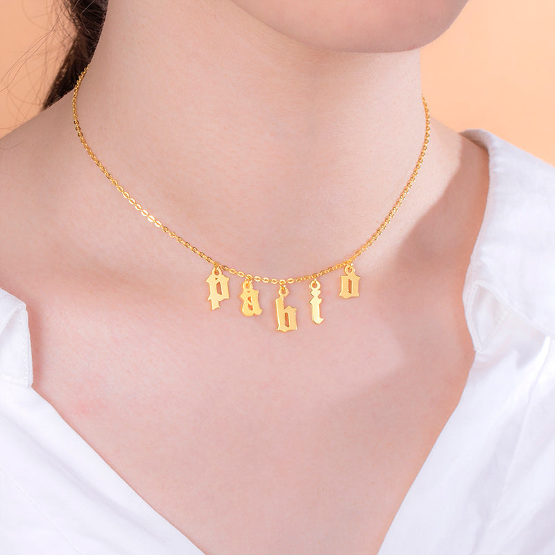 Collana girocollo con lettera personalizzata in argento sterling 