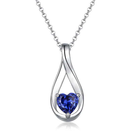 Collana personalizzata con pietra portafortuna a forma di cuore Mobius in argento sterling 