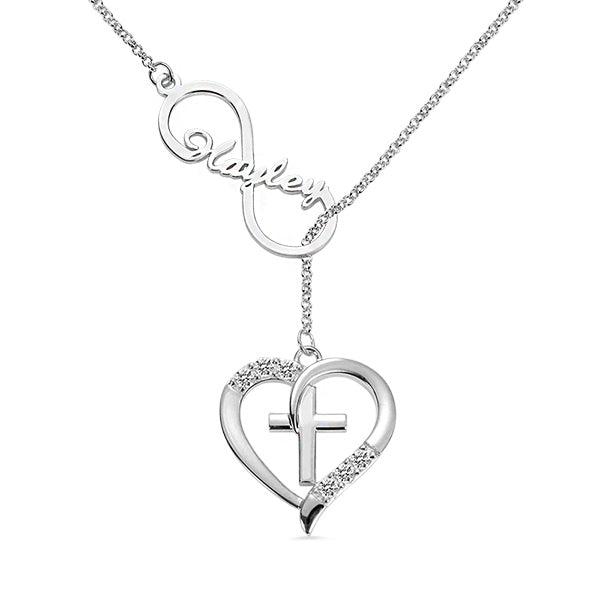 Personalized Infinity & Heart Cross Name Necklace