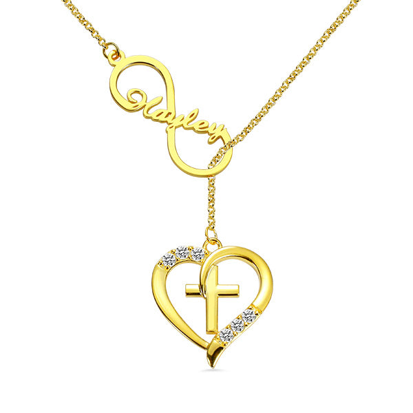 Collana personalizzata con nome a croce infinito e cuore 