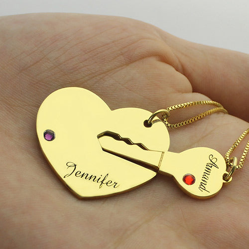 Key to My Heart Couple Necklaces Set of 2 Names Pendant