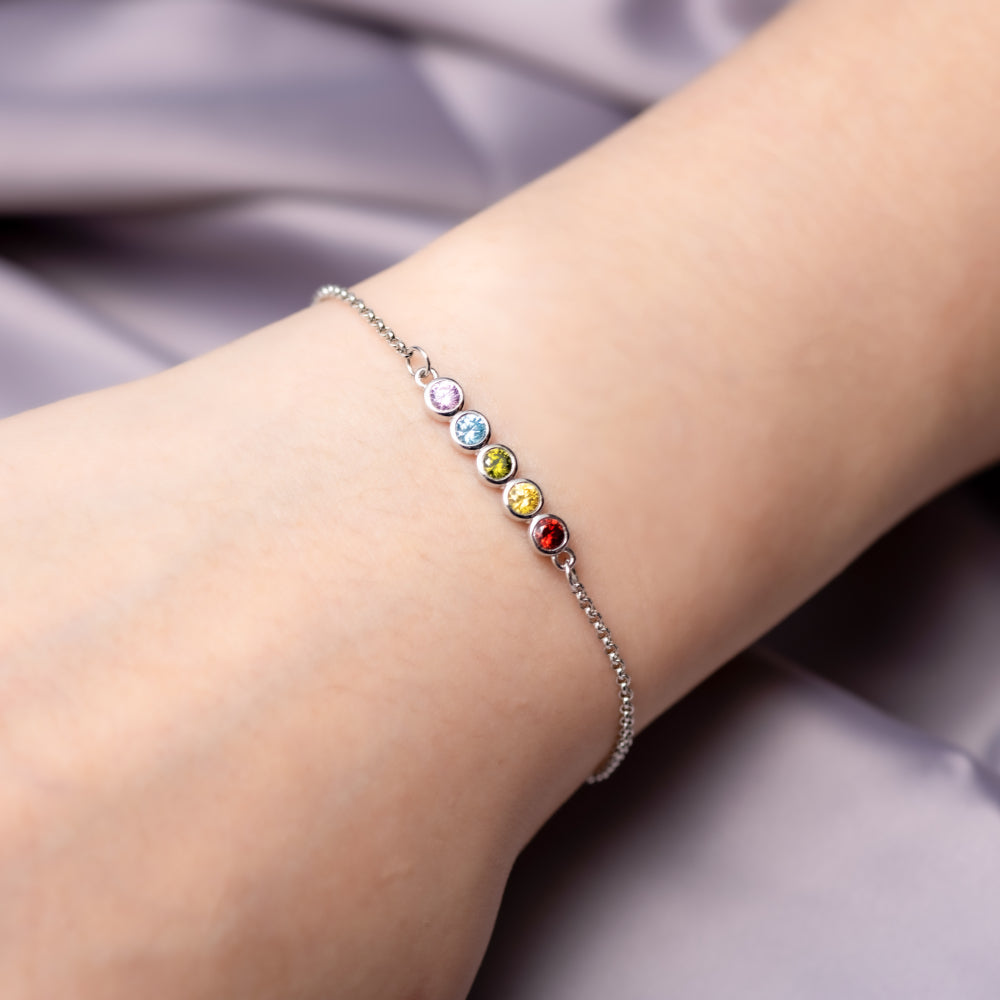 Personalized Birthstone Bracelet Sterling Silver