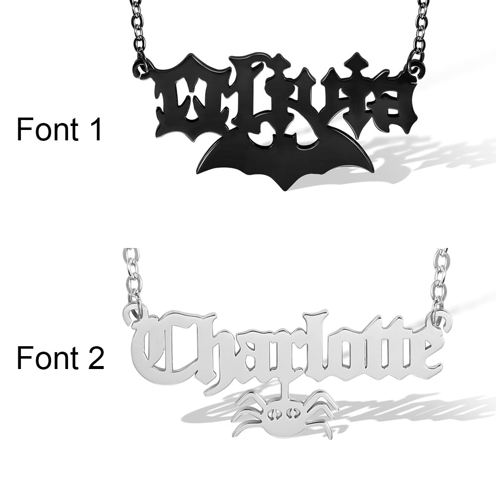 Personalized Halloween Gothic Name Necklace Sterling Silver 925