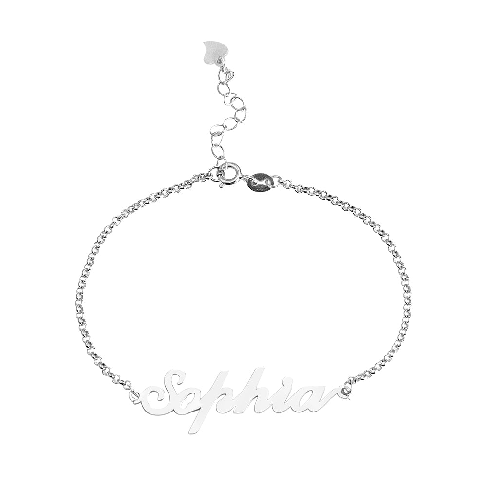 Braccialetto personalizzato in argento sterling con nome Carrie 