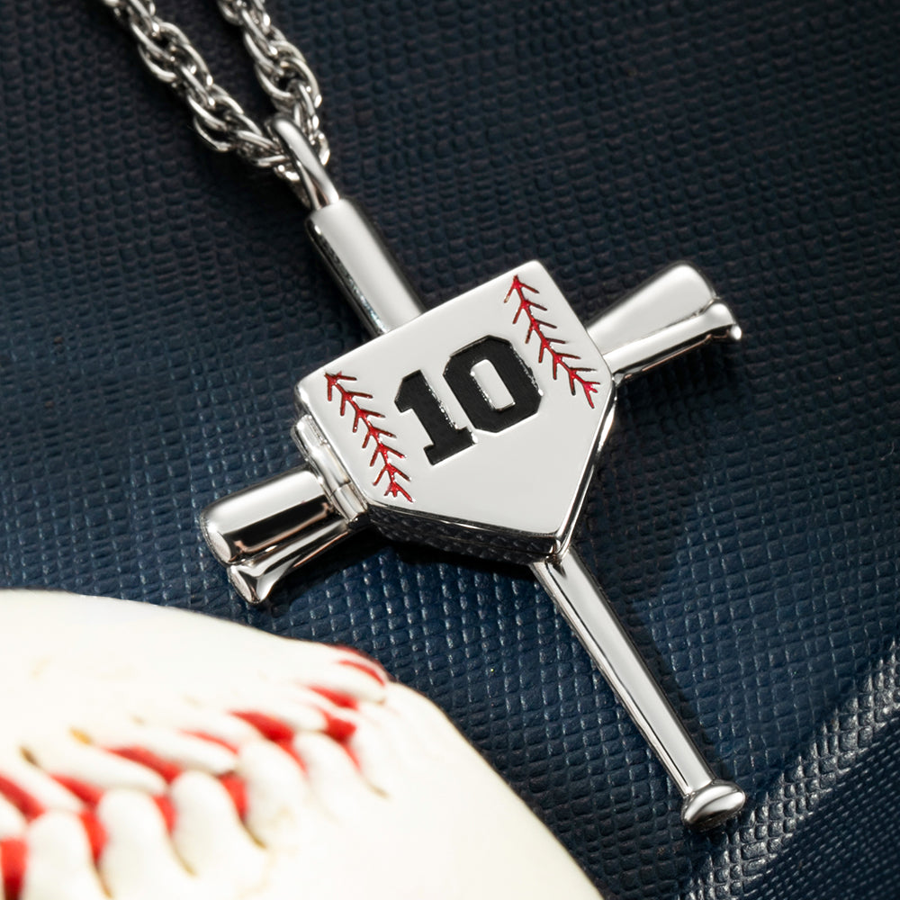 Baseball Necklace with Photo & Engraving - Shield Shape Long Style