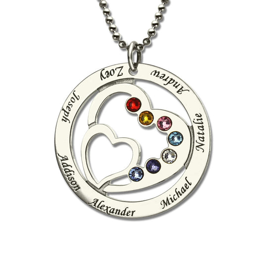 Collana personalizzata con nome in pietra portafortuna a forma di cuore in argento 