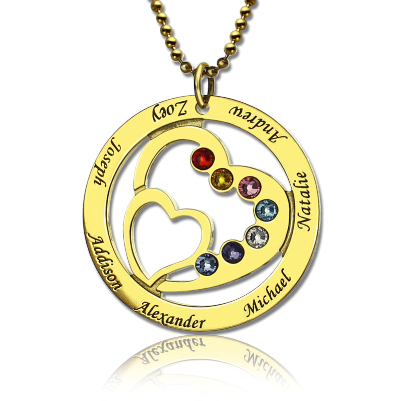 Collana personalizzata con nome in pietra portafortuna a forma di cuore in argento 