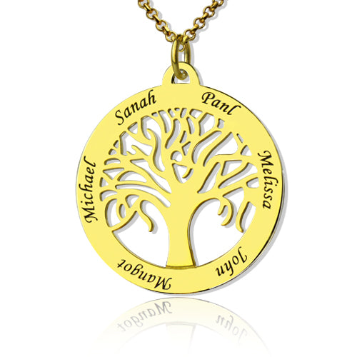 Customizable Tree Of Life Necklace Engraved 6 Names in Silver