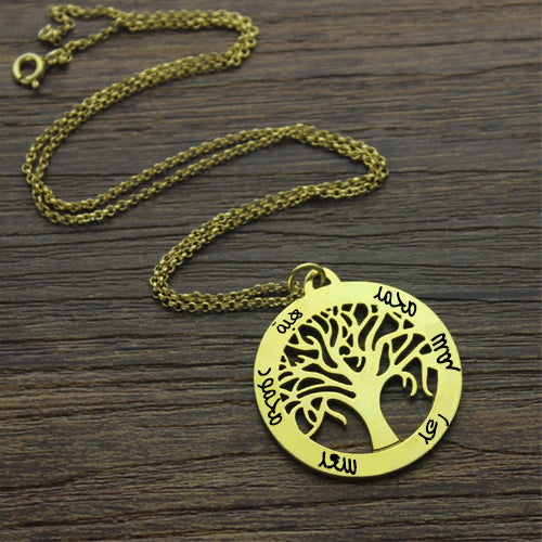 Personalized Family Tree Arabic Name Necklace