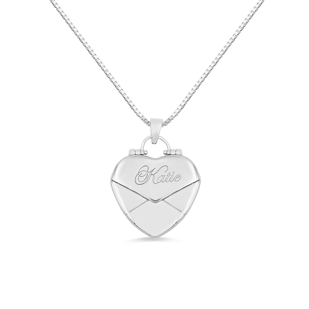 Personalized Secret Message Envelope Heart Locket Necklace