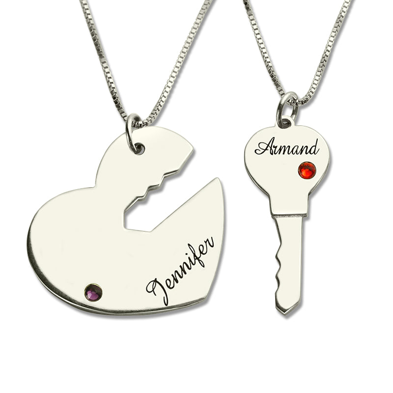 Key to My Heart Couple Necklaces Set of 2 Names Pendant