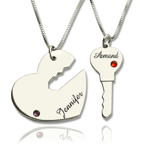 Key to My Heart Couple Necklaces Set of 2 Names Pendant