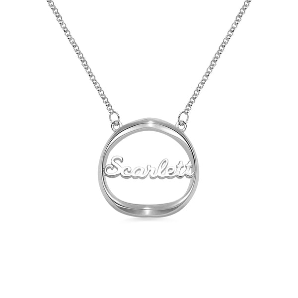 Collana personalizzata con nome a forma di cuore ombra in argento 