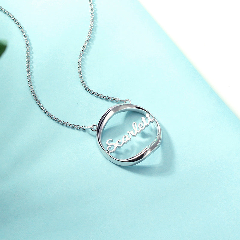 Collana personalizzata con nome a forma di cuore ombra in argento 