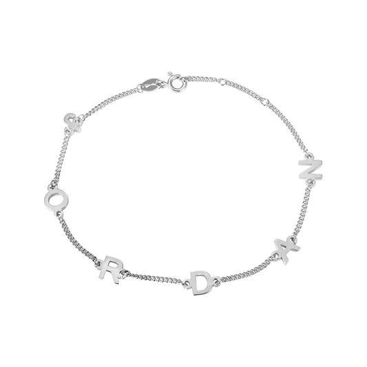 Braccialetto personalizzato con iniziale/nome in argento sterling 