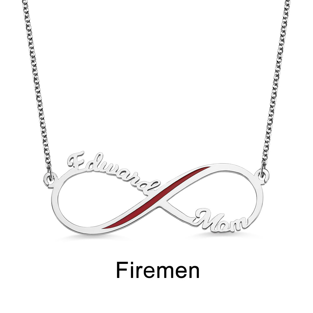 Custom Firefighter Infinity Name Necklace Stainless Steel