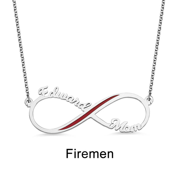 Custom Firefighter Infinity Name Necklace Stainless Steel