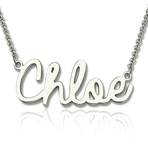 Personalized Cursive Style Name Necklace In Sterling Silver