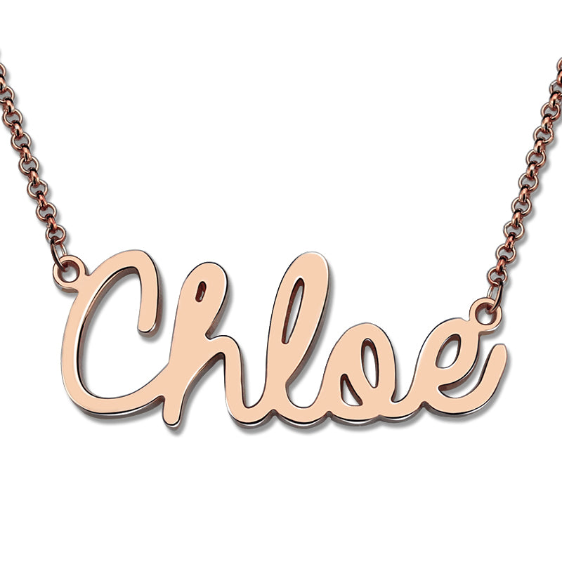 Personalized Cursive Style Name Necklace In Sterling Silver