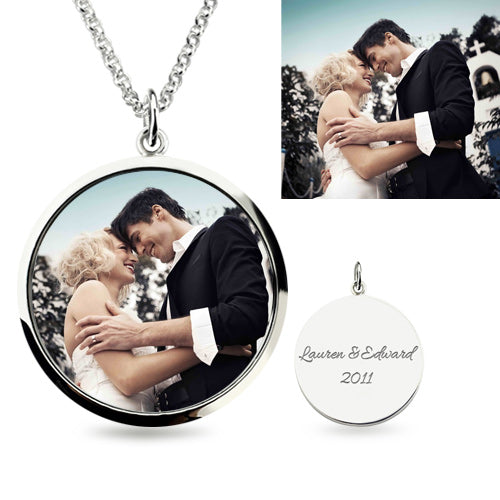 Collana in argento sterling con fotografia a colori epossidica incisa 